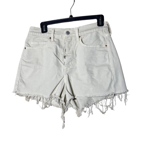 Old Navy Higher High-Waisted Button-Fly Sky-Hi A-Line Cut-Off Jean Shorts sz 8 - Picture 4 of 4